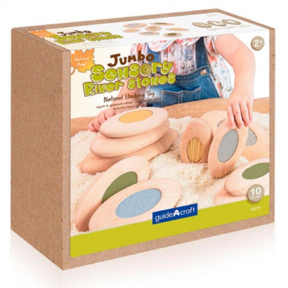 NEW Guidecraft 10 Jumbo Sensory River Stones-Natural Stacking Toy Age 2+
